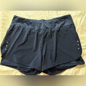 Sleek Navy Blue Women's Athletic Shorts